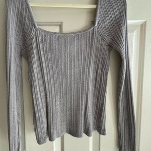 NWT Silver heart neck shirt